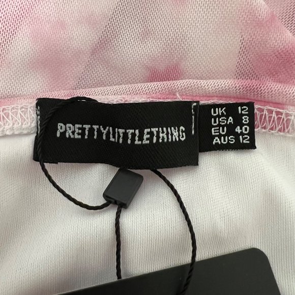 PrettyLittleThing Baby Pink Butterfly Print Ruched Bodycon Dress size 8 - Picture 11 of 16